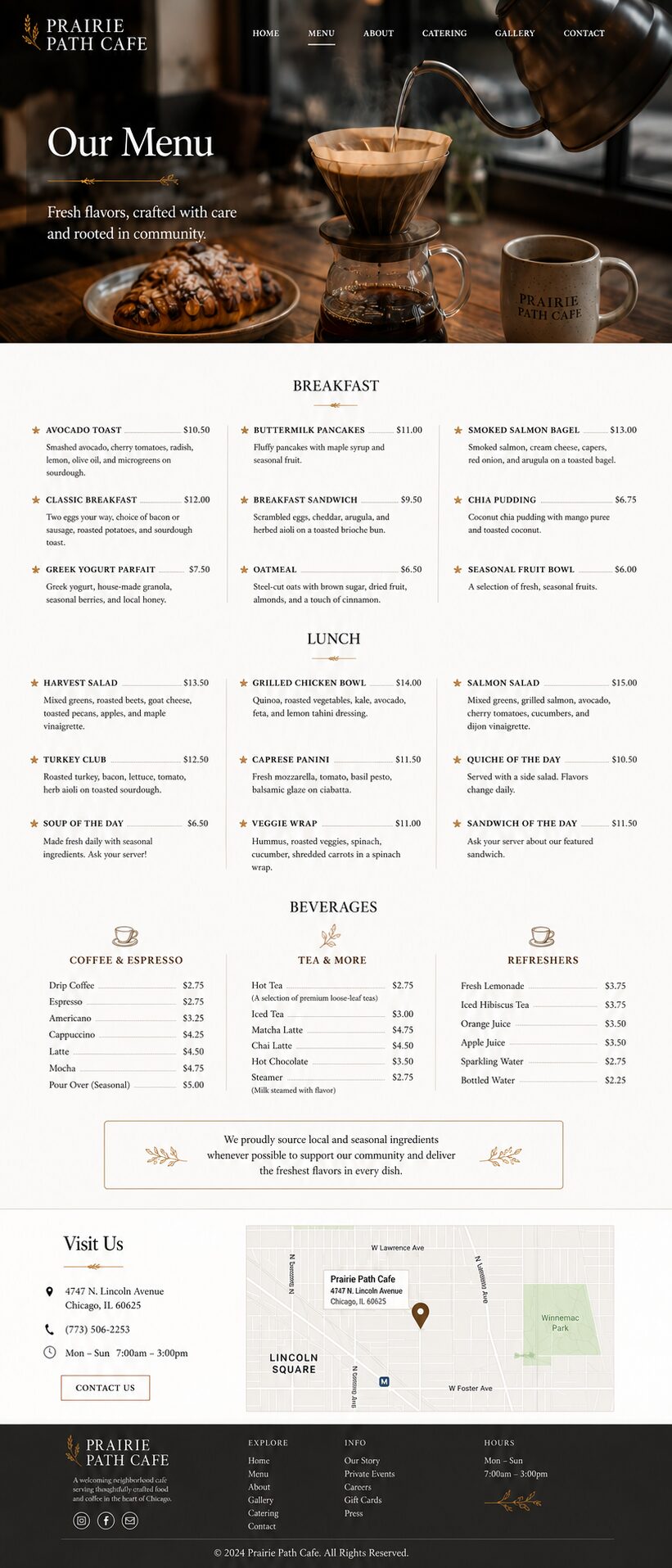 Menu design mockup